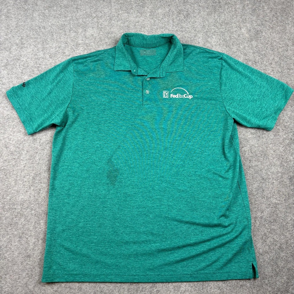 Callaway Polo‎ Shirt Mens XL Green FedEx Promo Cup Golf Short Sleeve Heathered